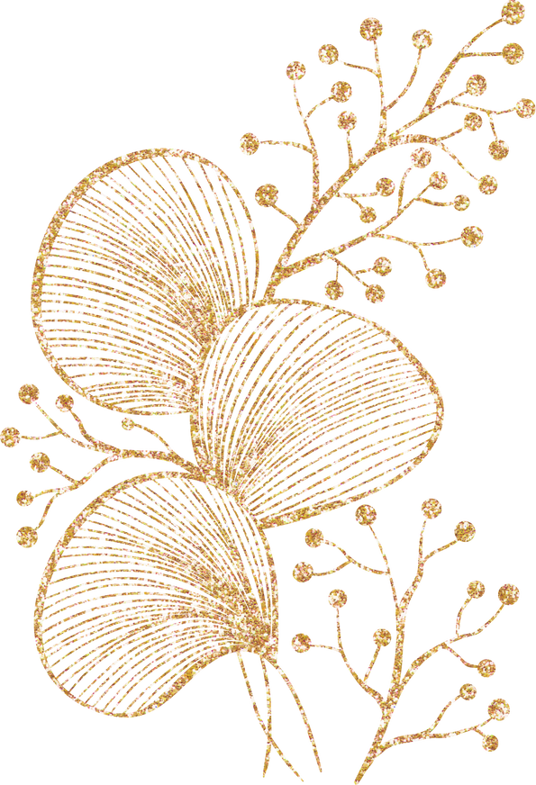 Golden Textured Line Art Object with Glitter