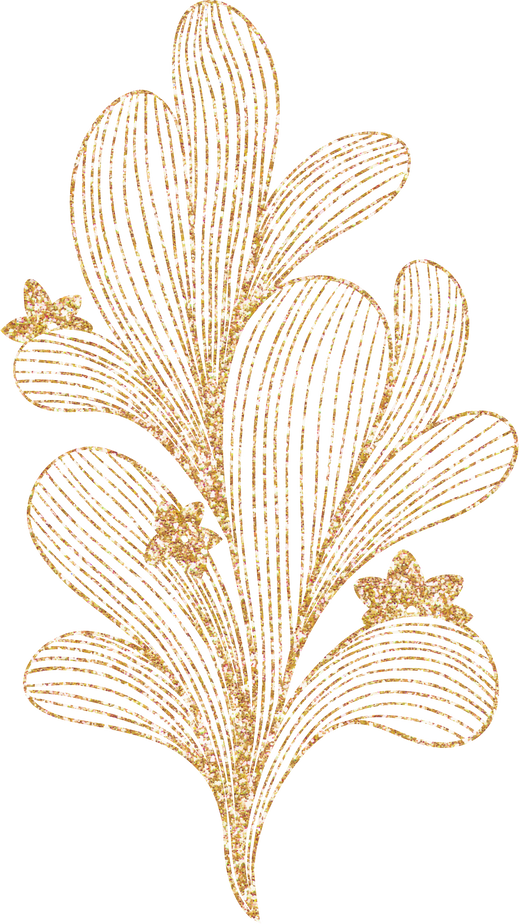 Golden Leaf Textured Line Art with Glitter